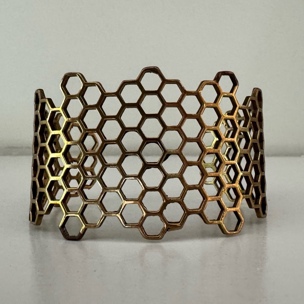 Honeycomb Cuff Bracelet & Hoop Earring Set